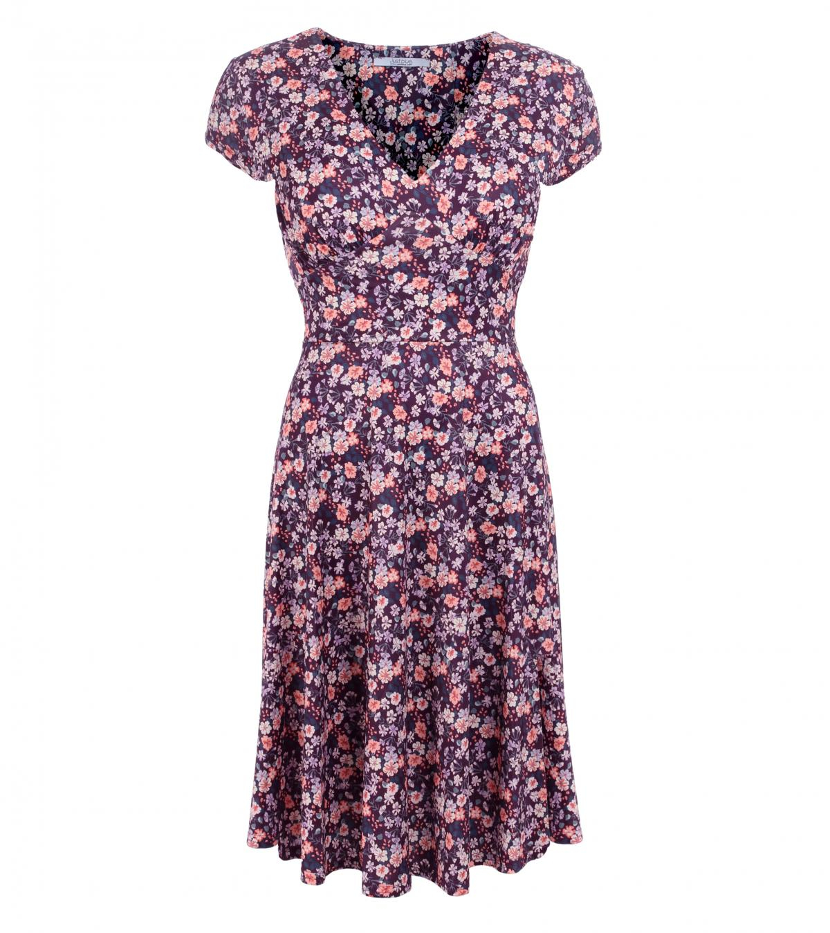 Purple Ditsy Print Tea Dress