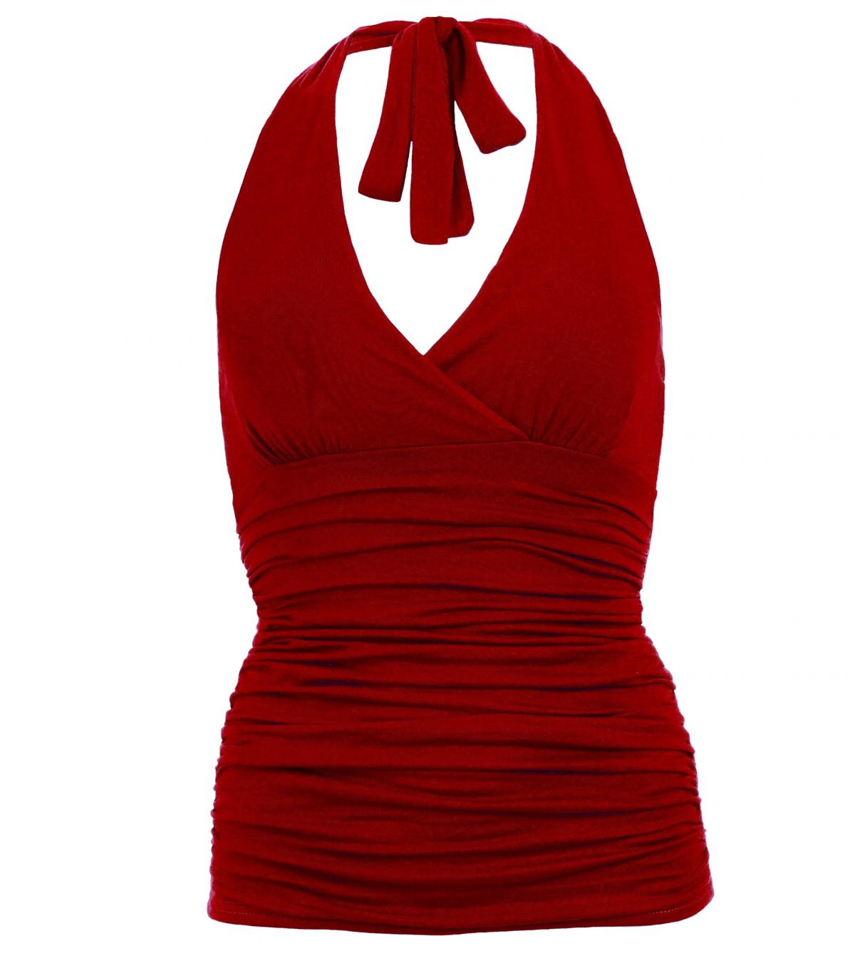 Wine Figure Hugging Halter Neck Top