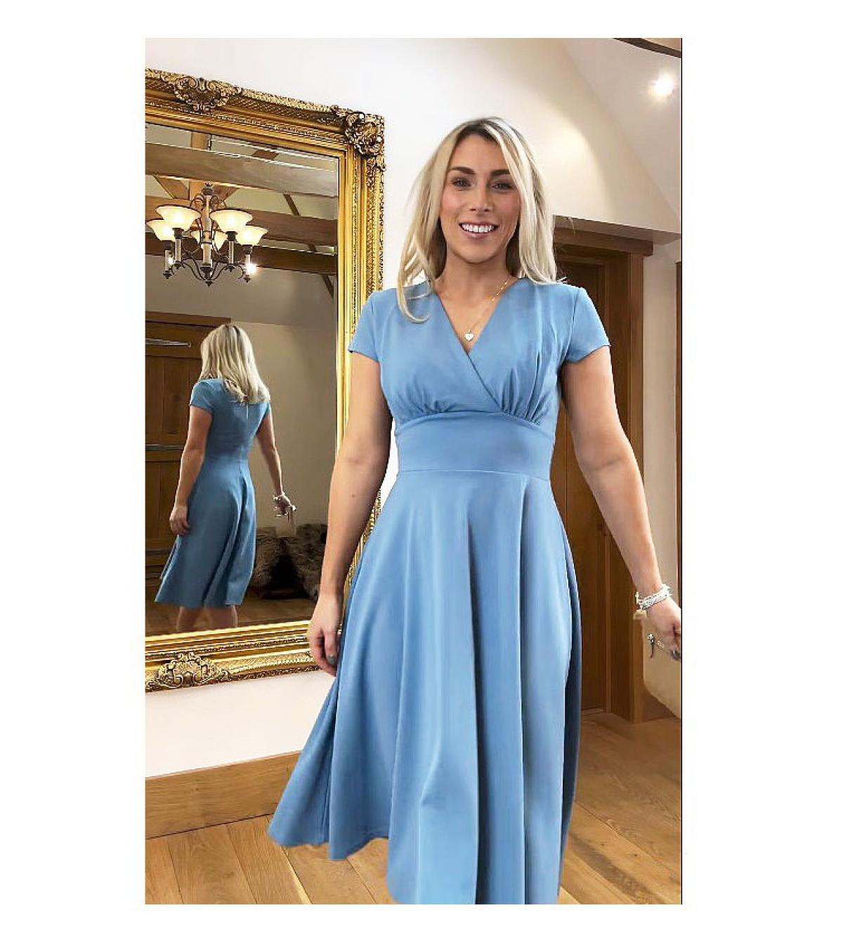 Cornflower Blue Fit and Flare Dress