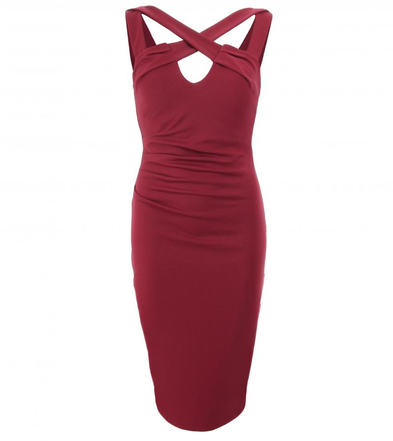 Wine Cross Front Body-Con Dress
