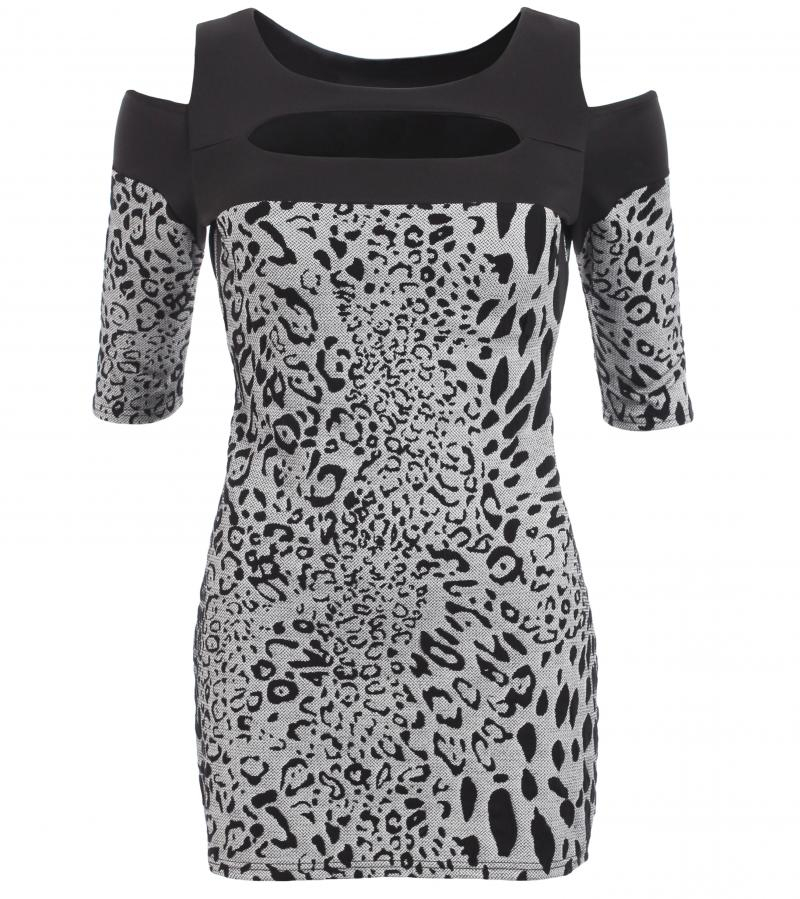 Animal Print Cold Shoulder Top