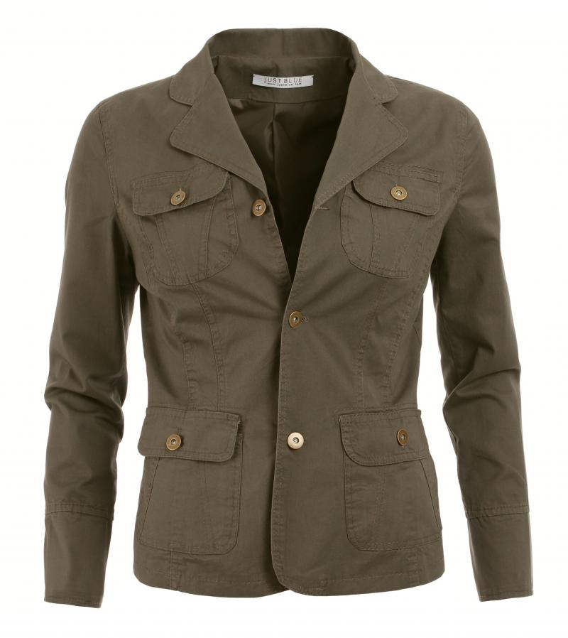 Fully Lined Khaki Jacket with Pockets