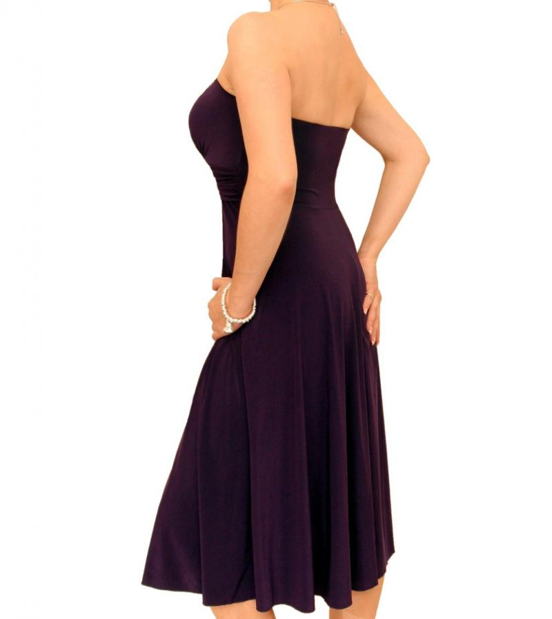 Purple Slinky Strapless Dress