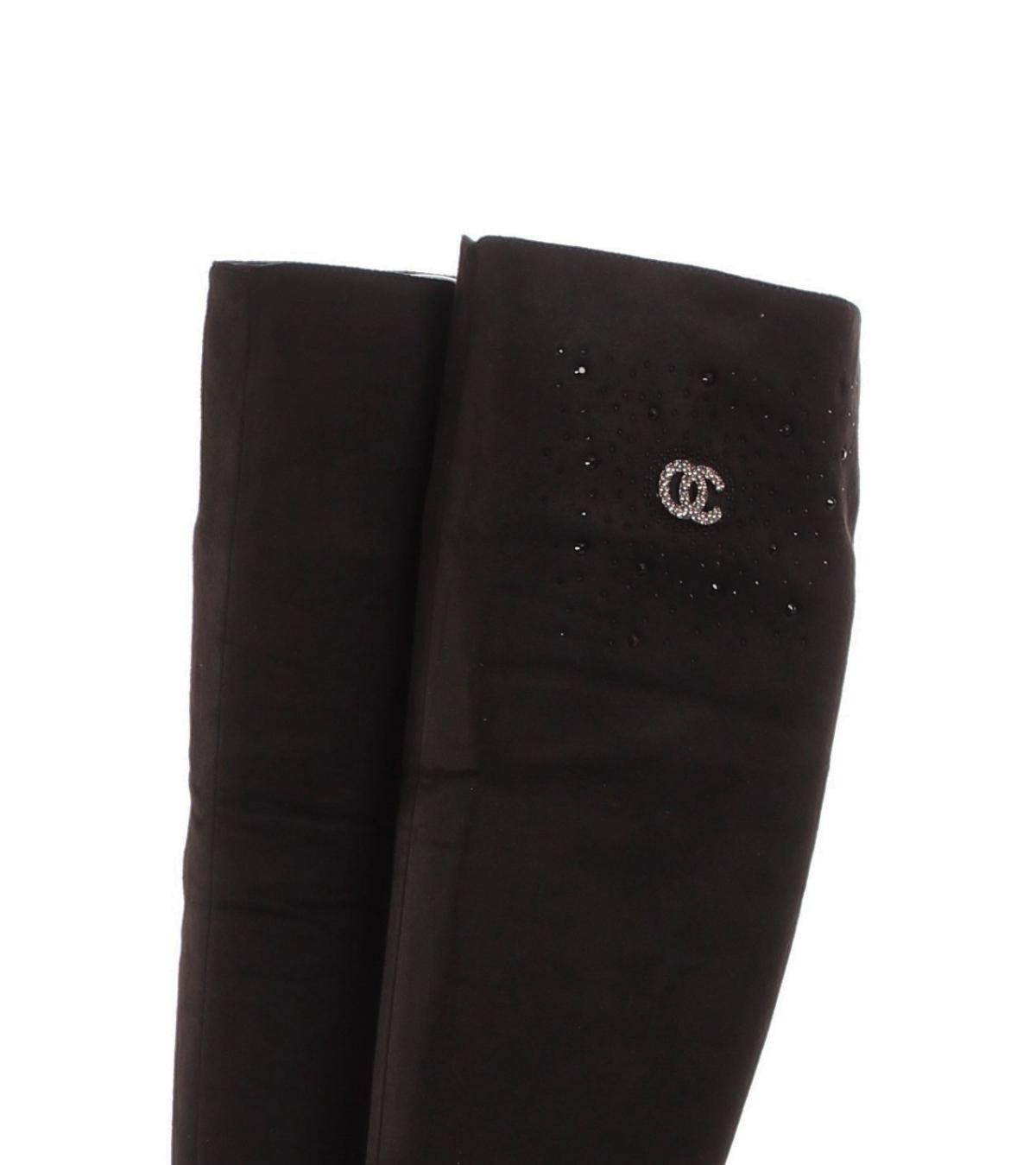 Black Suede Effect over the Knee Flat Boots