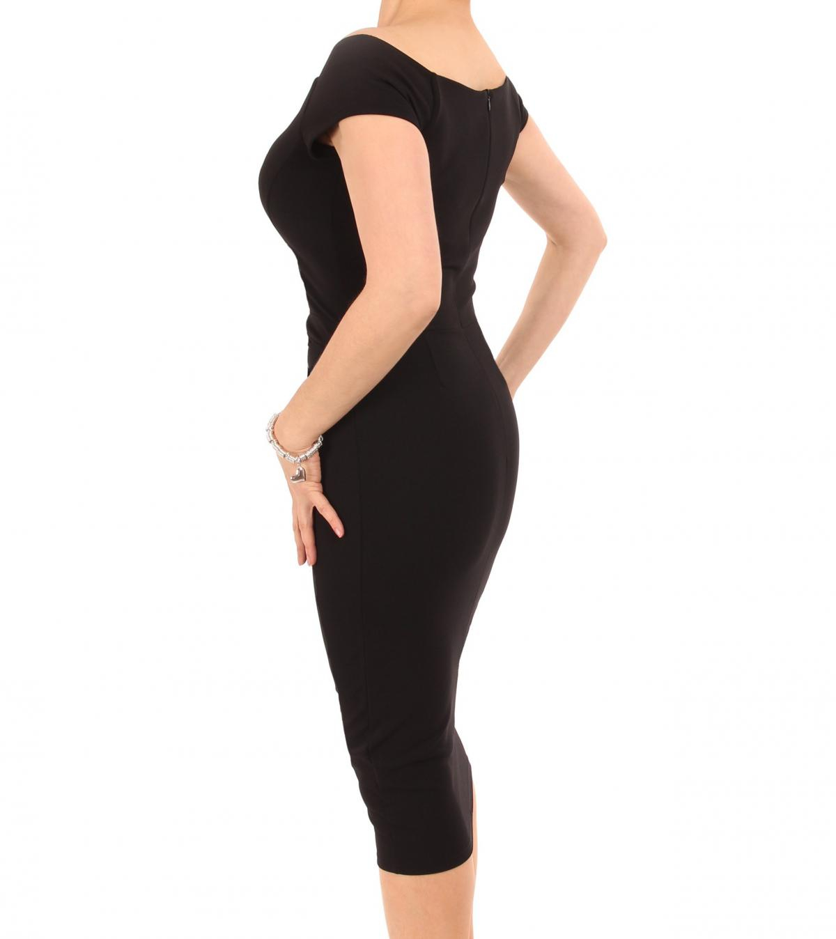 Black Bardot Style Notch Dress