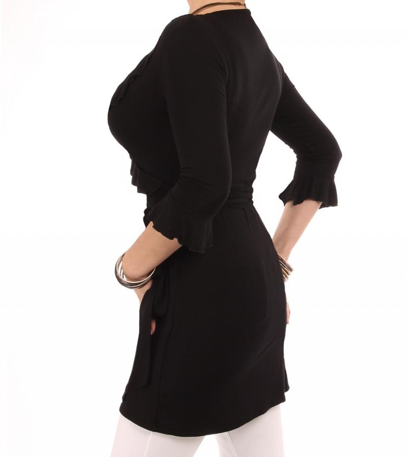 Black Ruffled Wrap Top