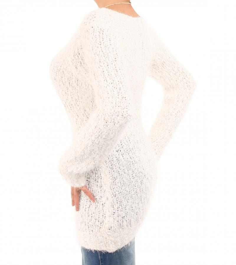 Ivory Chunky Knit Scoop Neck Jumper