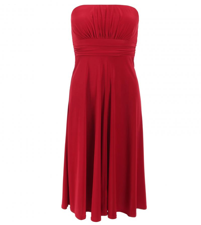 Red Slinky Strapless Dress
