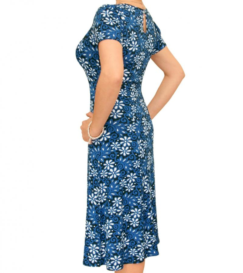 Blue Floral Print Tea Dress