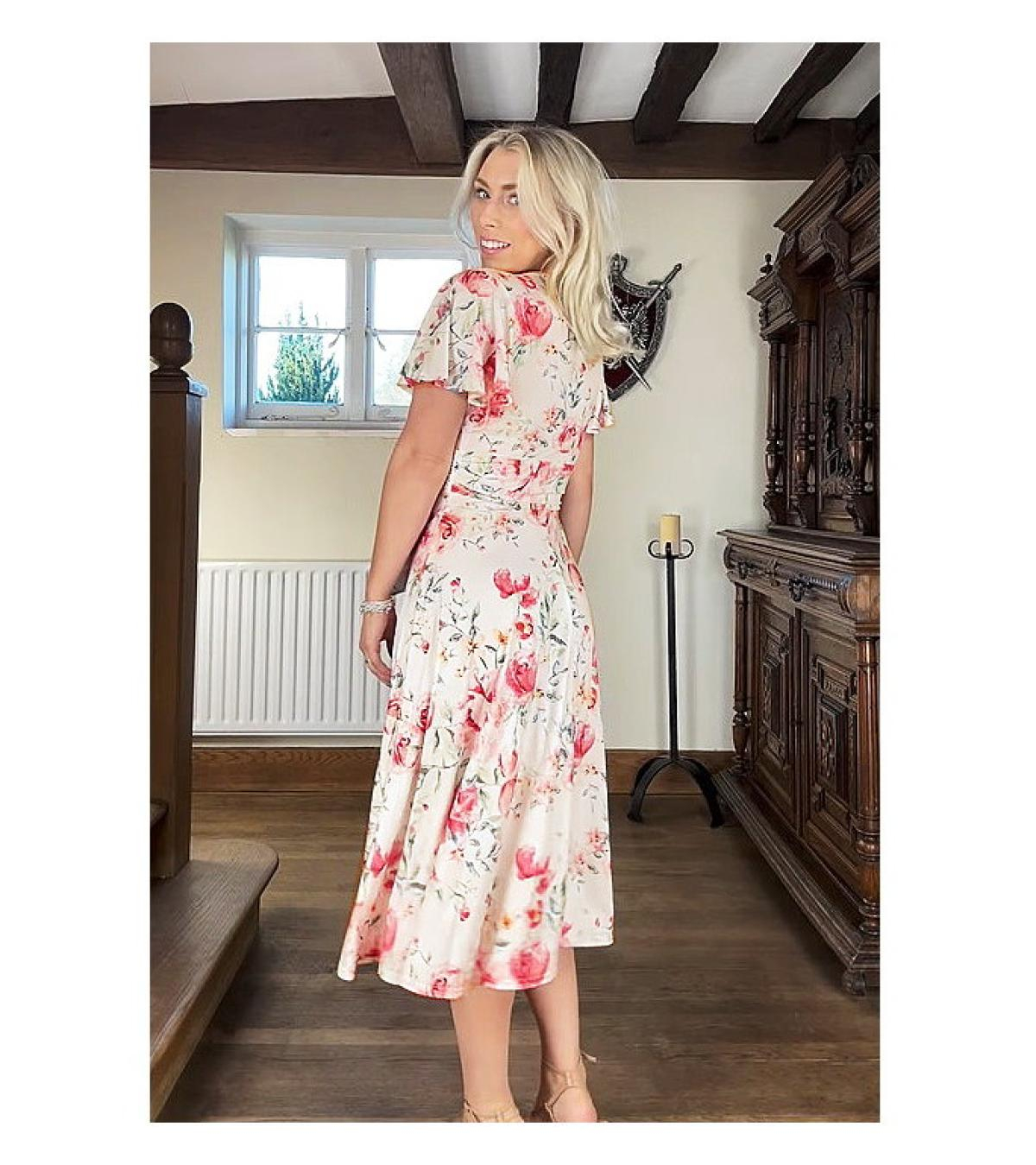 Pink and Cream Floral Print Fit and Flare Dress