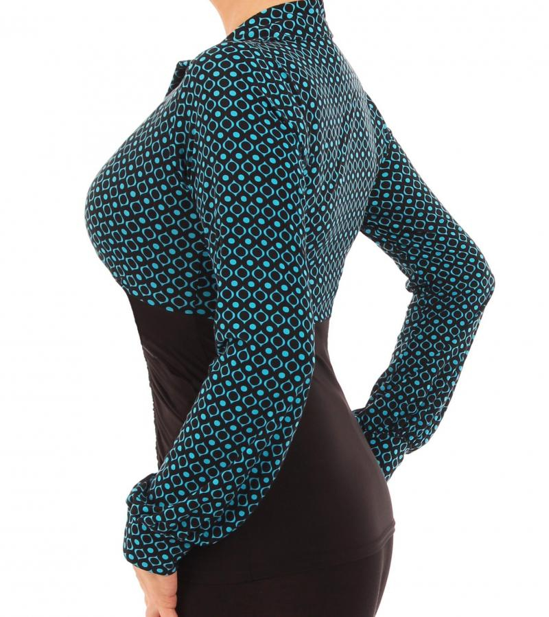 Black and Teal Spot Print Corset Top
