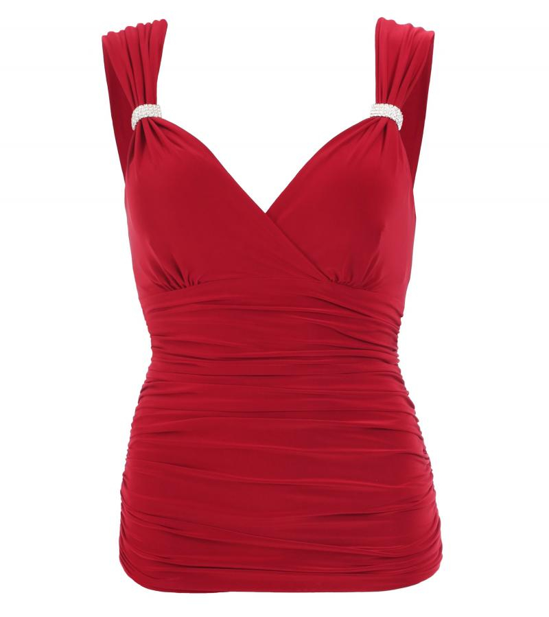 Red Crystal Diamante Top