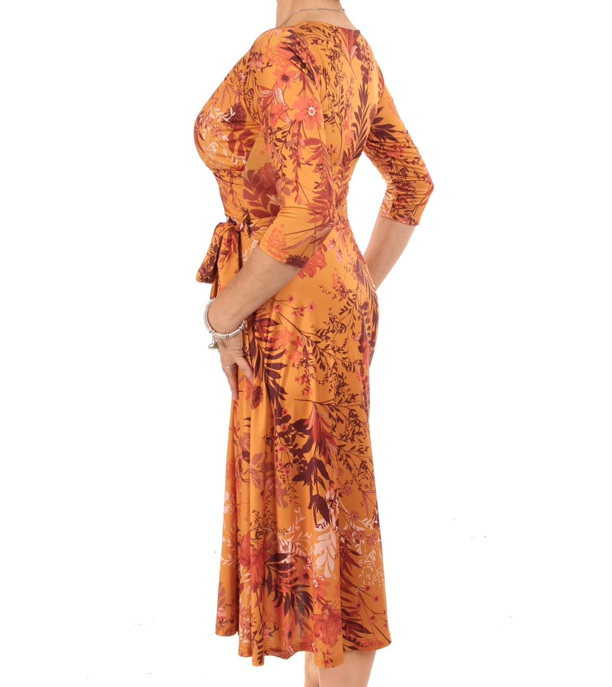 V Neck Belted Midi Dress