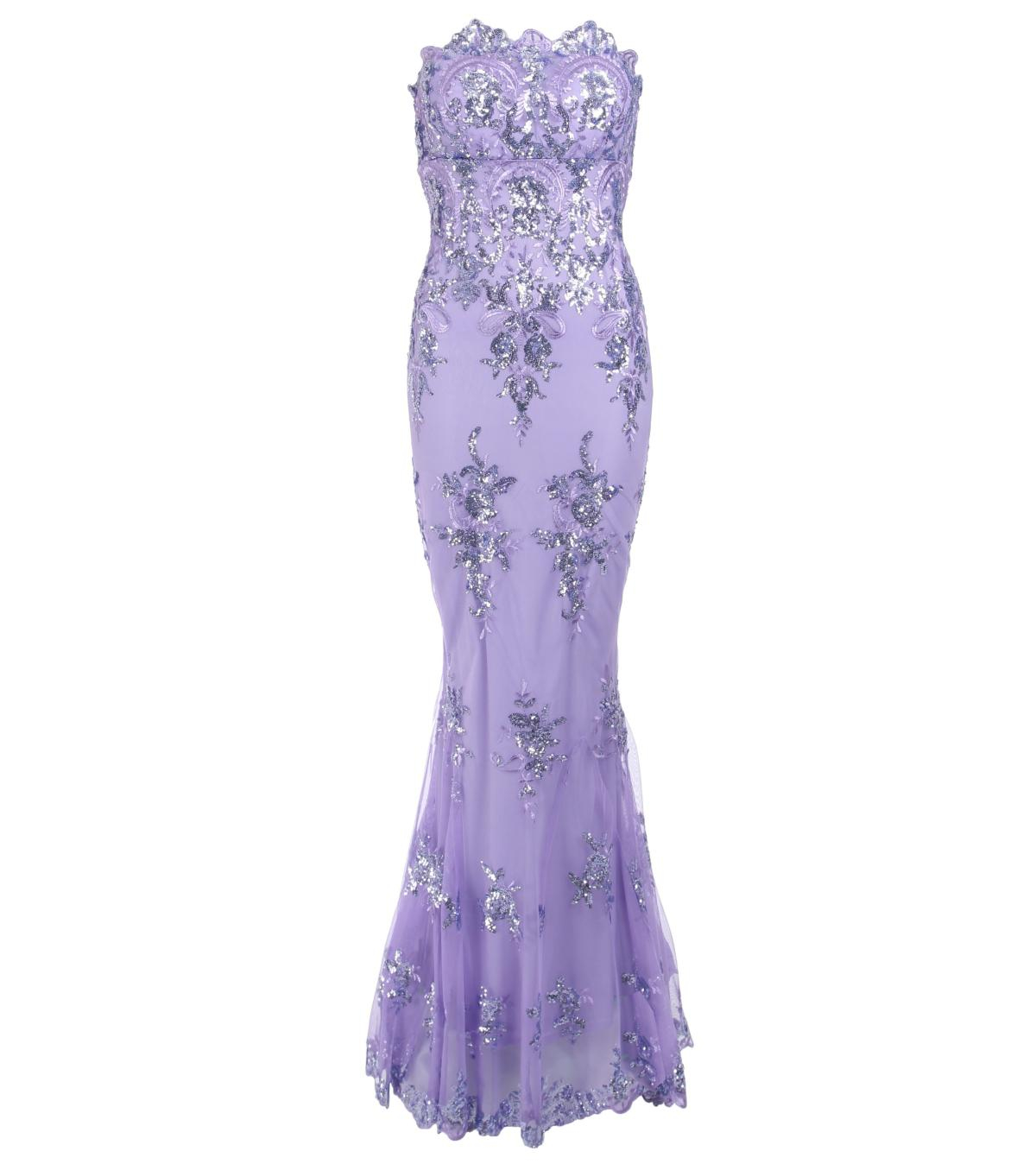Lilac Sequin Strapless Maxi Dress - Tall