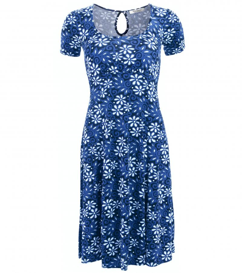 Blue Floral Print Tea Dress