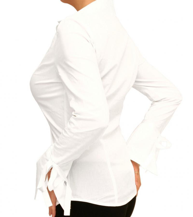 White Bell Sleeve Fitted Shirt