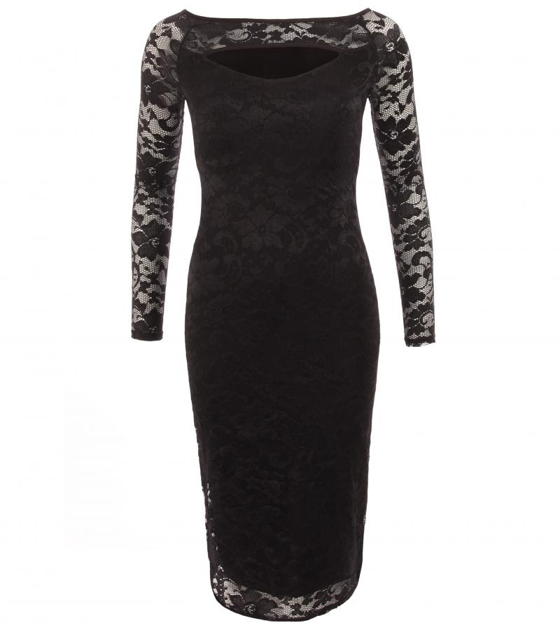 Black Lace Keyhole Dress