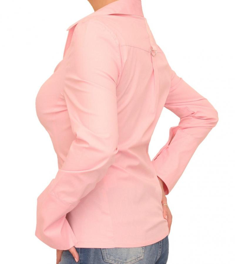 Pink Zip Up Fitted Stretchy Shirt