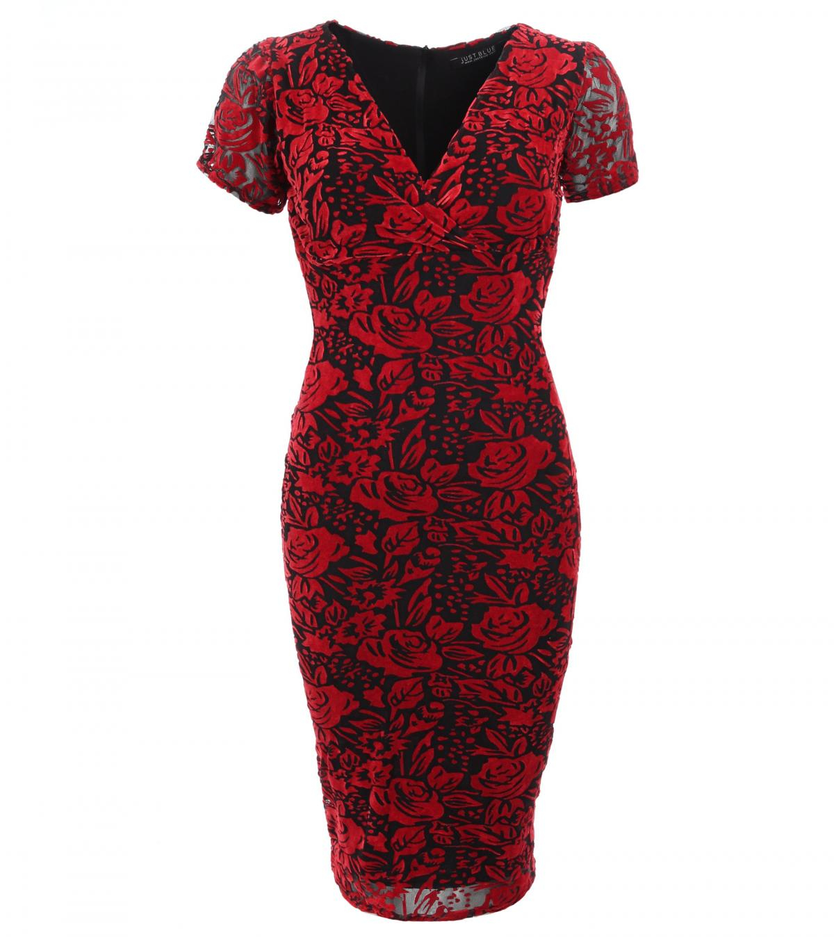 Red Burnout Velour Dress