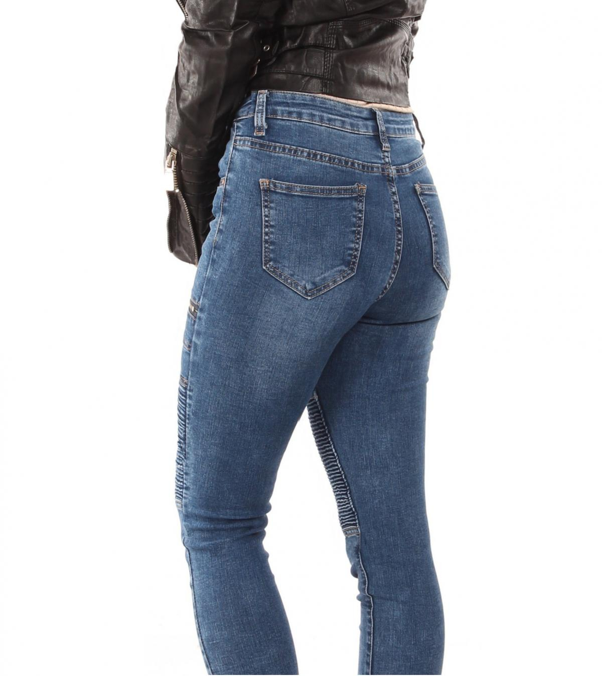 Denim Biker Style Super-Skinny Jeans