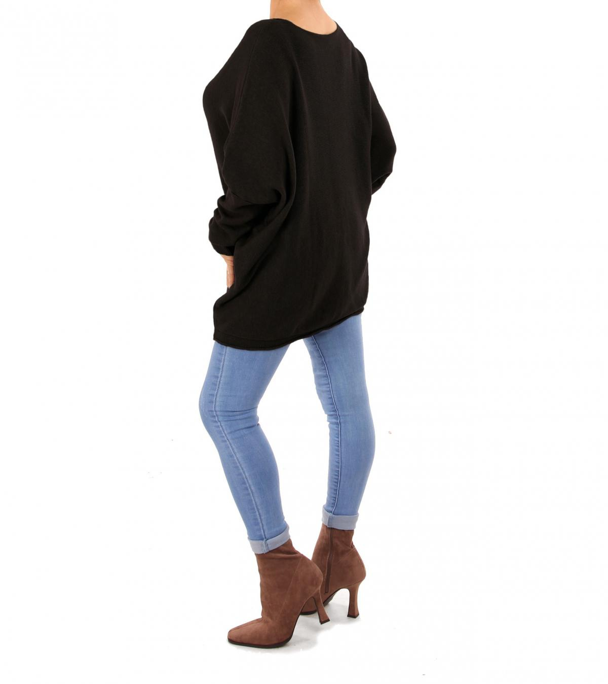 Black Oversized V Neck Jumper