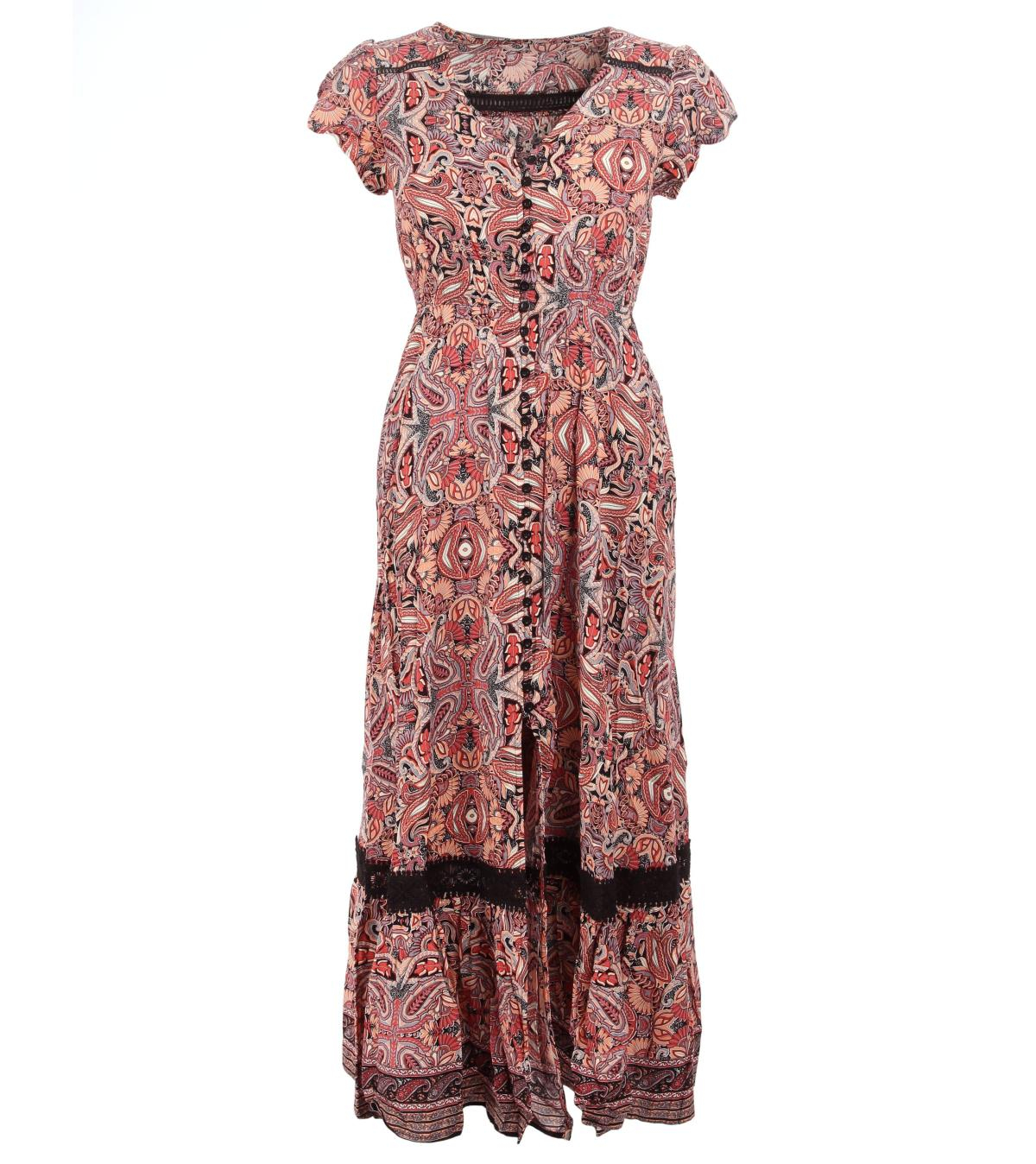 Paisley Print Button Through Maxi Dress