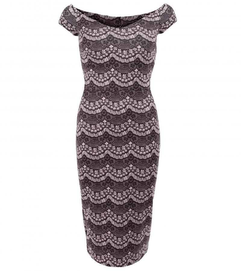 Dusky Pink Printed Pencil Dress