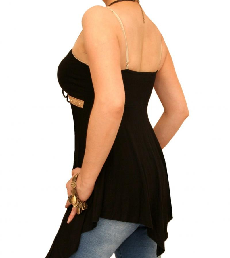 Black Strappy Tunic Top