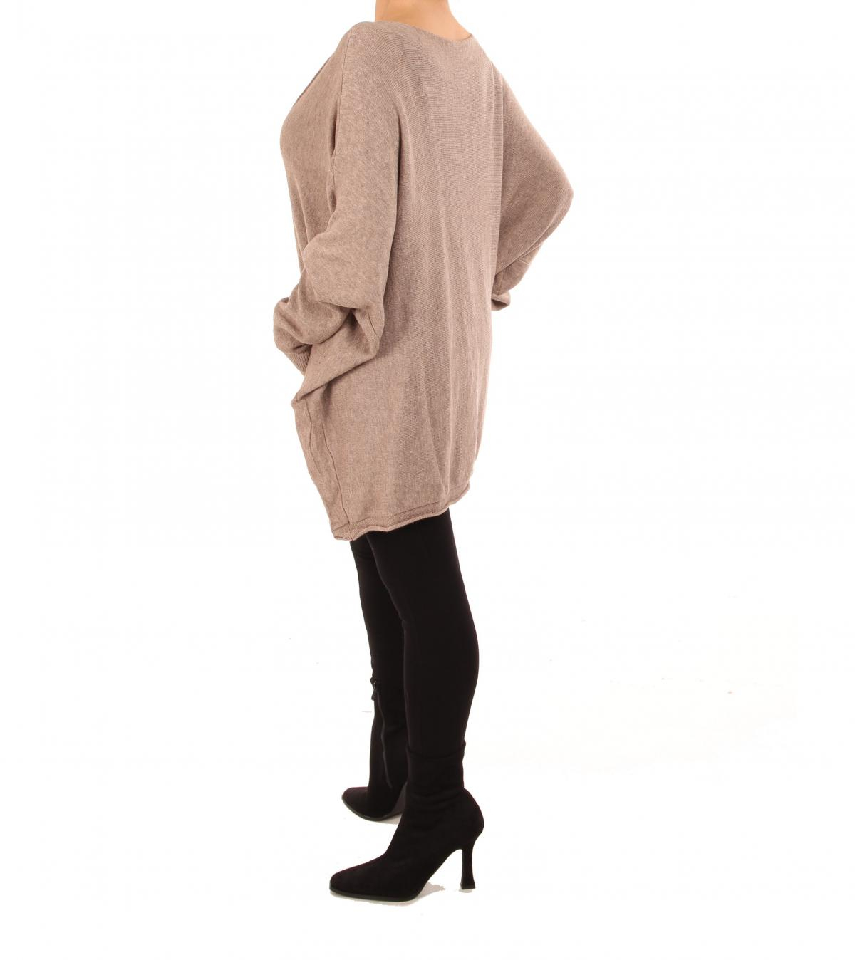 Mocha Oversized V Neck Jumper
