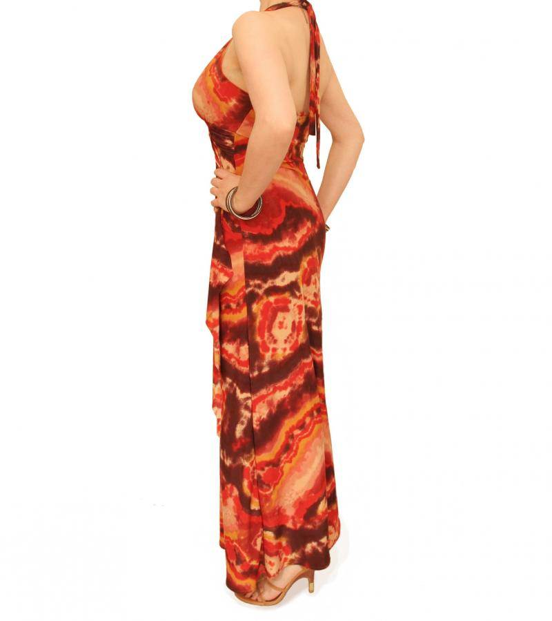Orange and Brown Tie Dye Maxi Dress