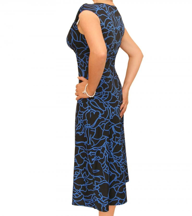 Blue Squiggle Print Sweetheart Dress