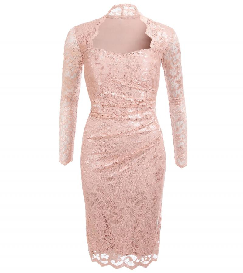 Oyster Pink Sweetheart Lace Dress