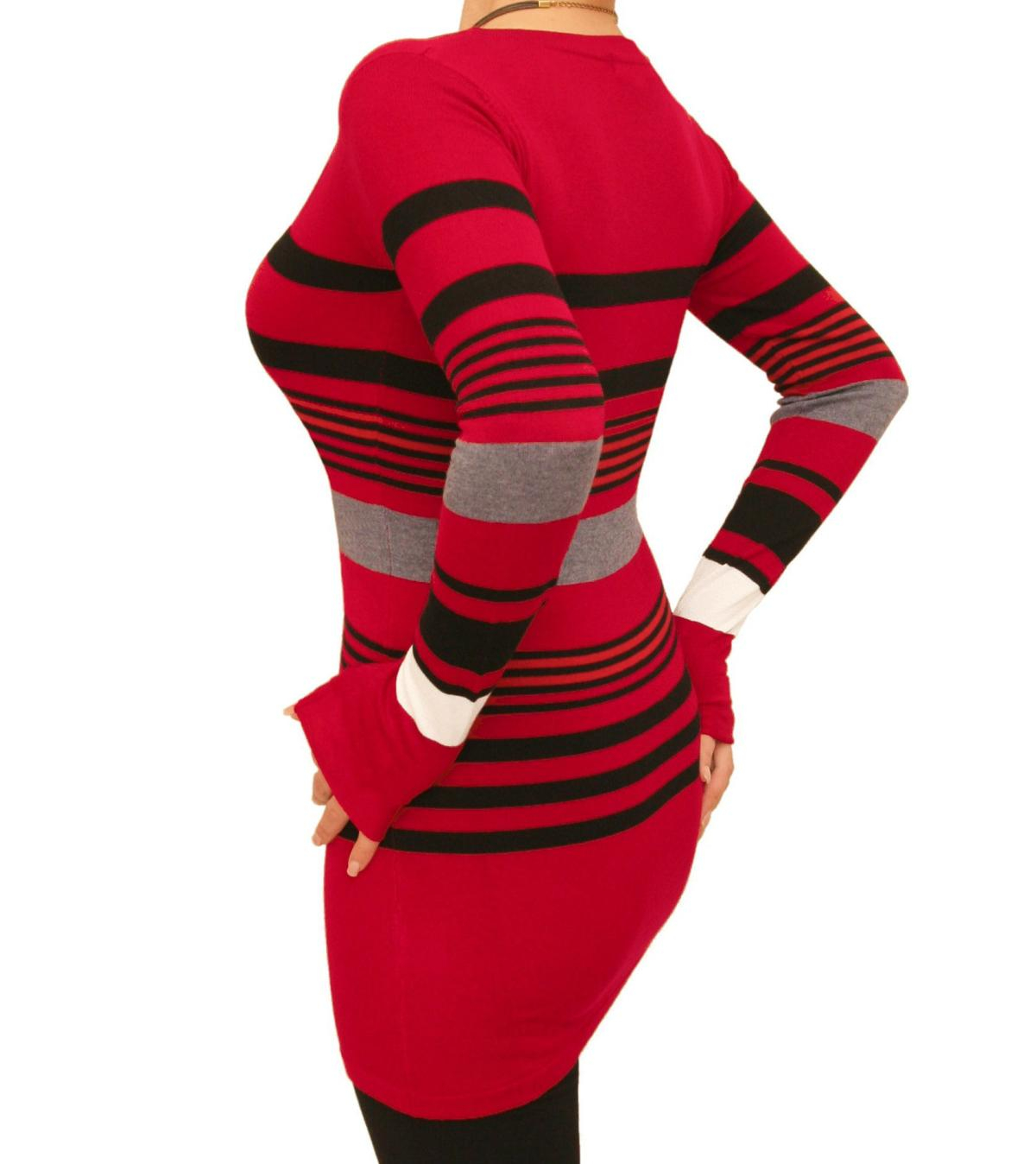 Red Striped Scoop Neck Jumper
