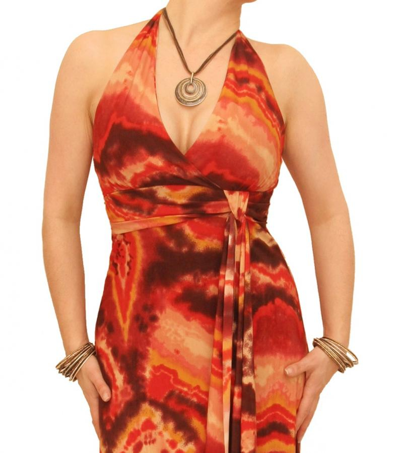 Orange and Brown Tie Dye Maxi Dress