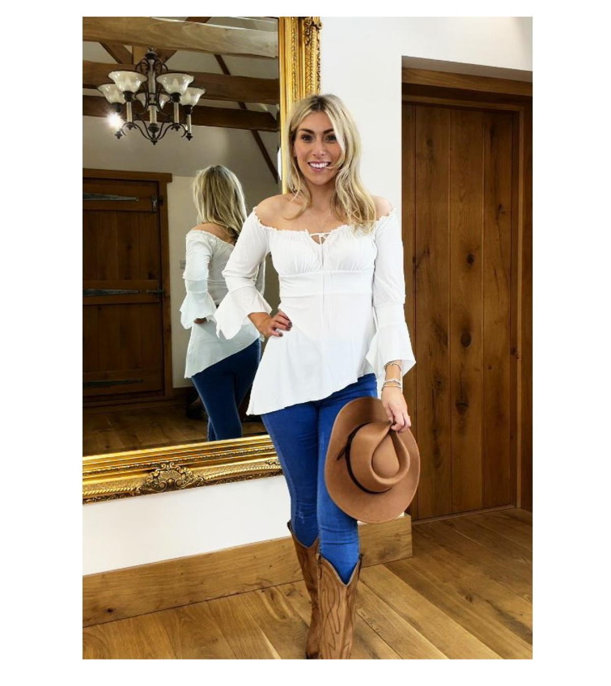 Ivory off the Shoulder Bell Sleeve Top