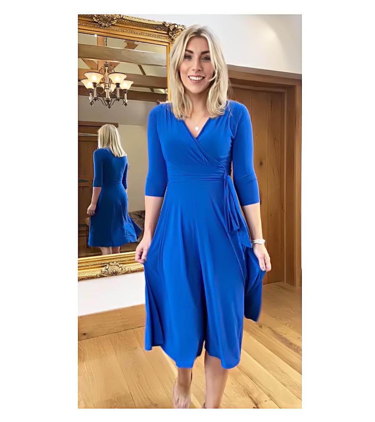 Royal Blue Fit & Flare Tie Detail Dress