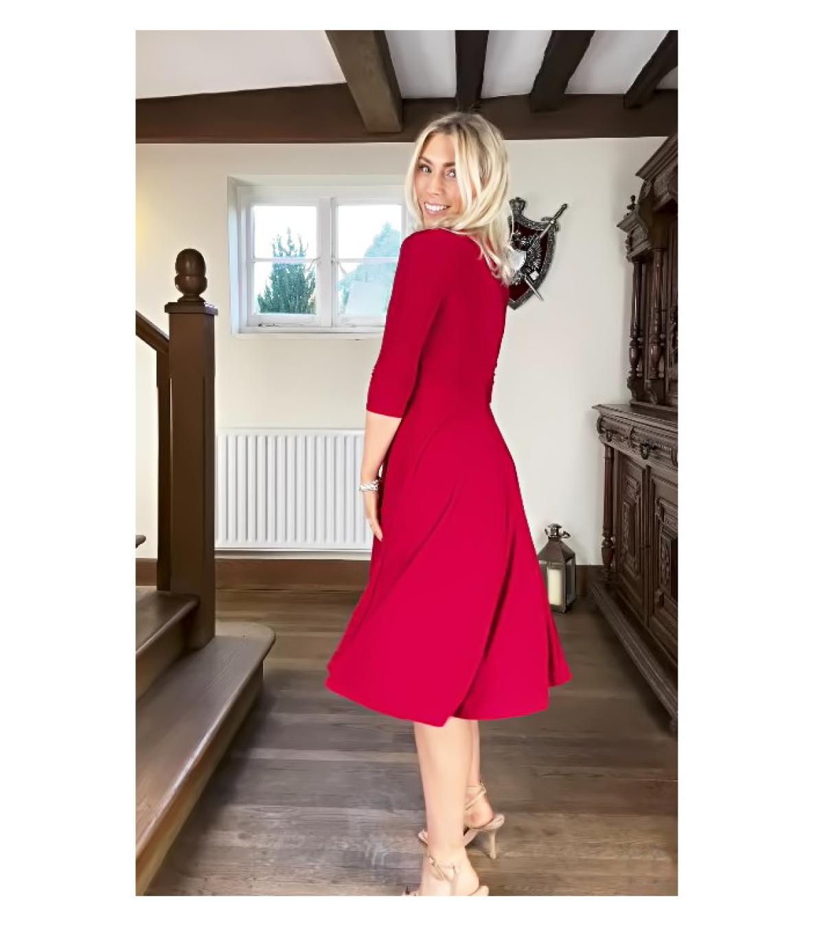 Red Fit & Flare Tie Detail Dress