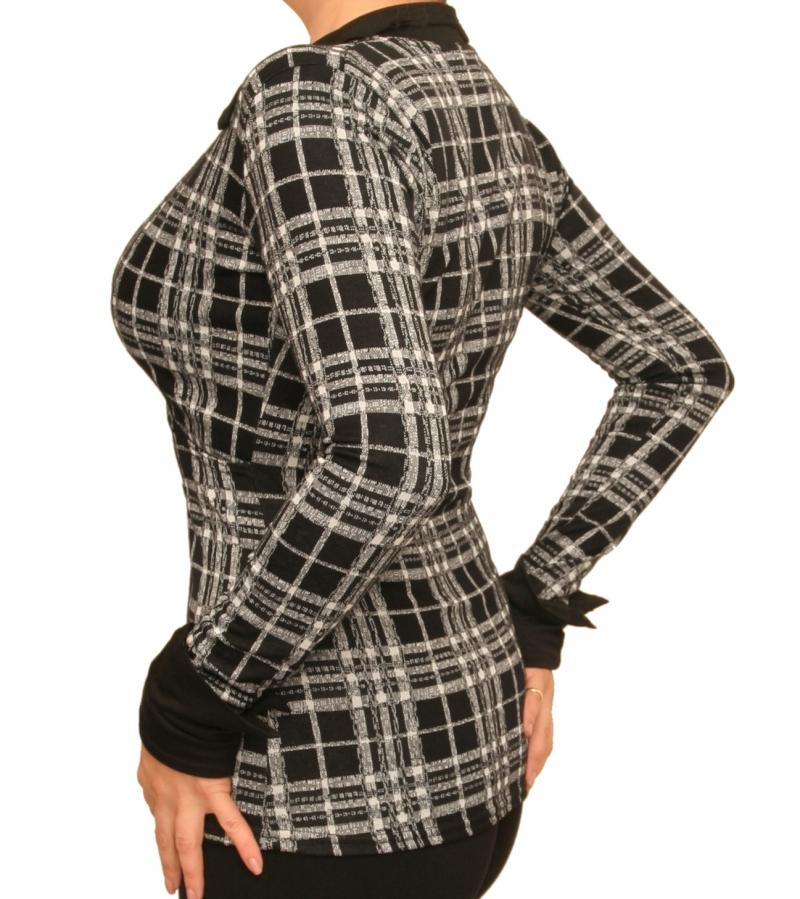 Black and White Checked Mock Wrap Top