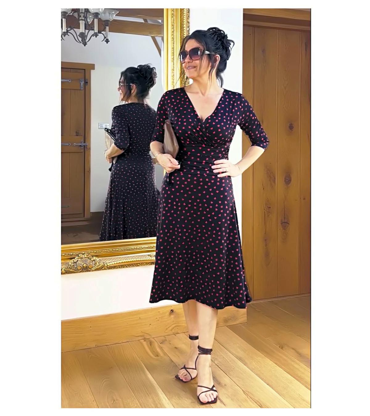 Black and Red Hearts Fit & Flare Dress