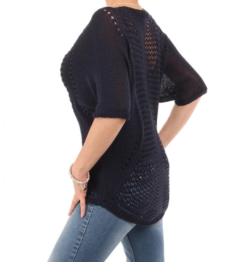 Navy Blue Crochet Style Top
