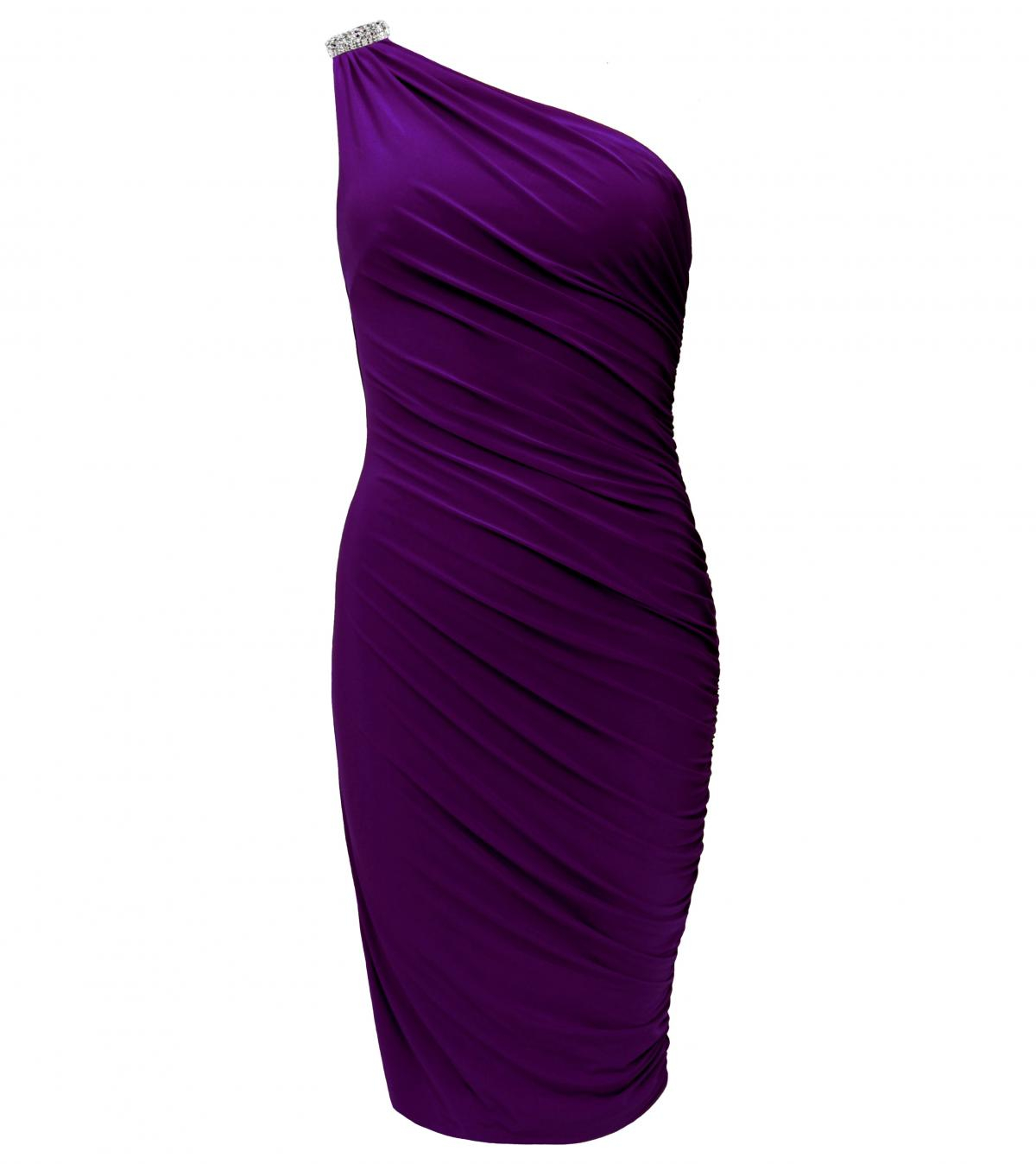 Purple Figure Hugging Diamante Dress