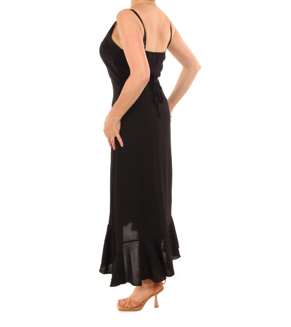 Black Button Through Dip Hem Dress