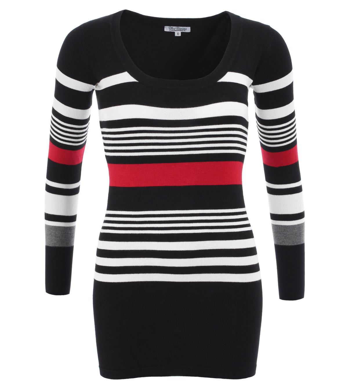 Black Striped Scoop Neck Jumper