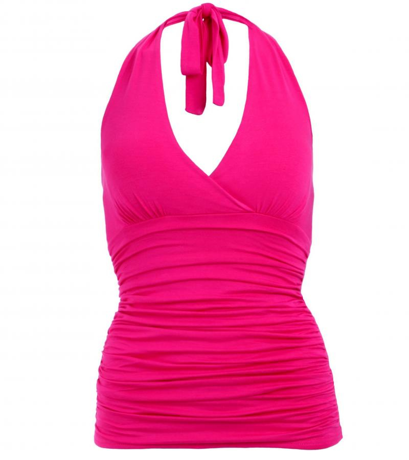 Hot Pink Figure Hugging Halter Neck Top