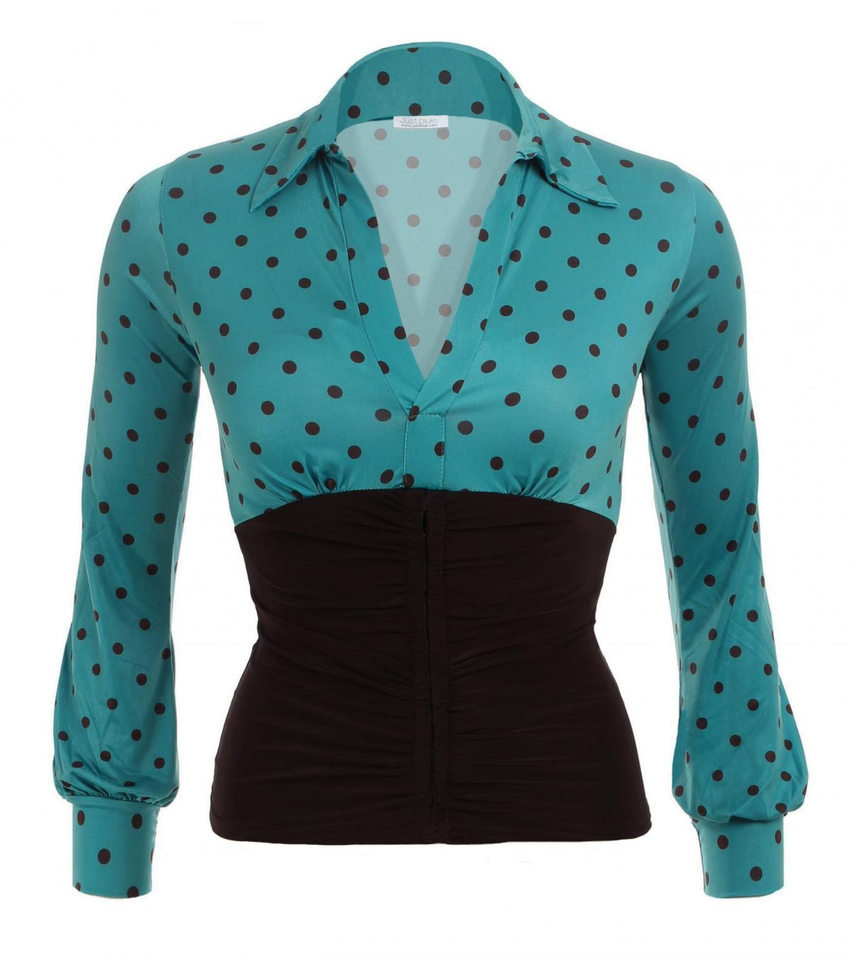 Teal Polka Dot Printed Corset Top