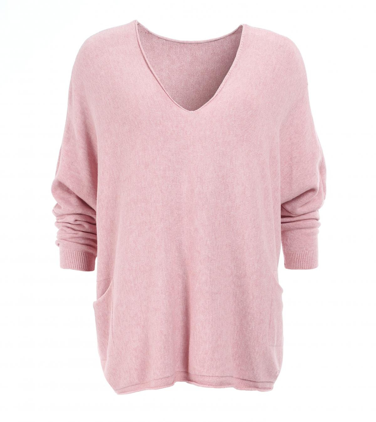 Pink Oversized V Neck Jumper