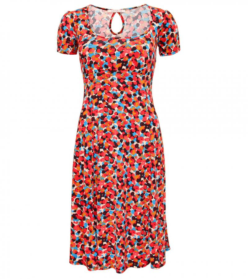 Red Spotty Print Tea Dress