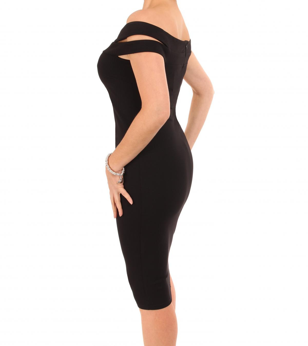 Black Cut Out Bardot Dress