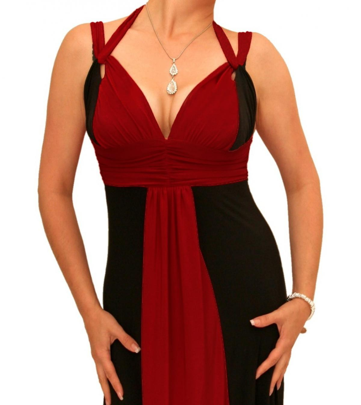 Red and Black Long Evening Dress
