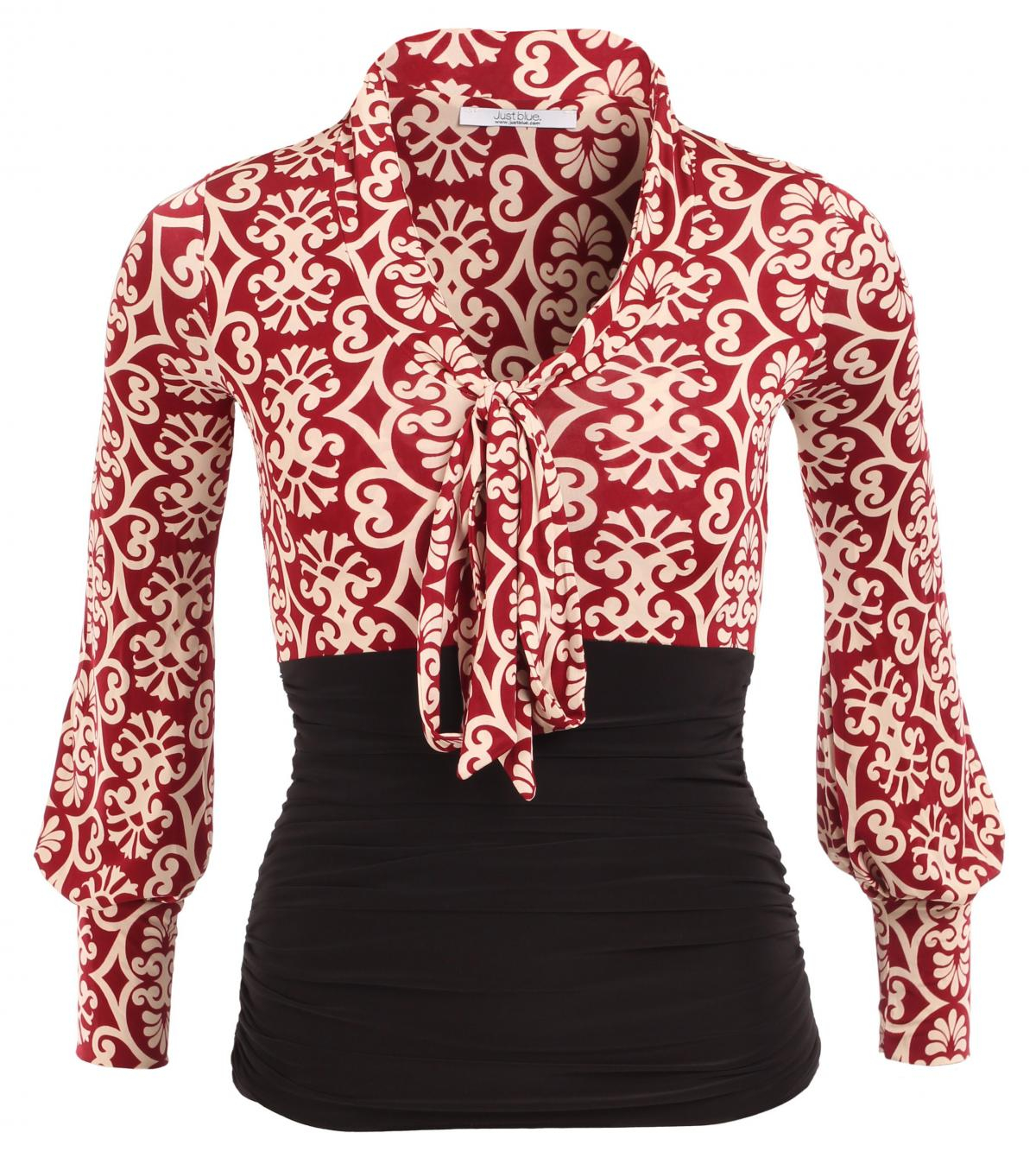 Wine and Ivory Pussy Bow Top